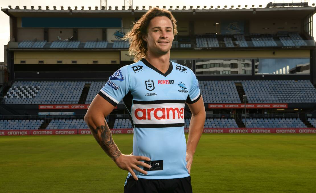 All smiles: Nicho Hynes. Picture: Cronulla Sharks