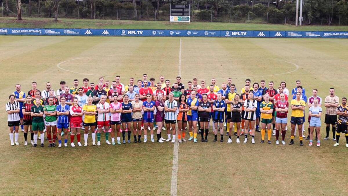  78 players from the senior men's and women's competitions came together for this weeks 2024 NPL season launch. Picture Football NSW