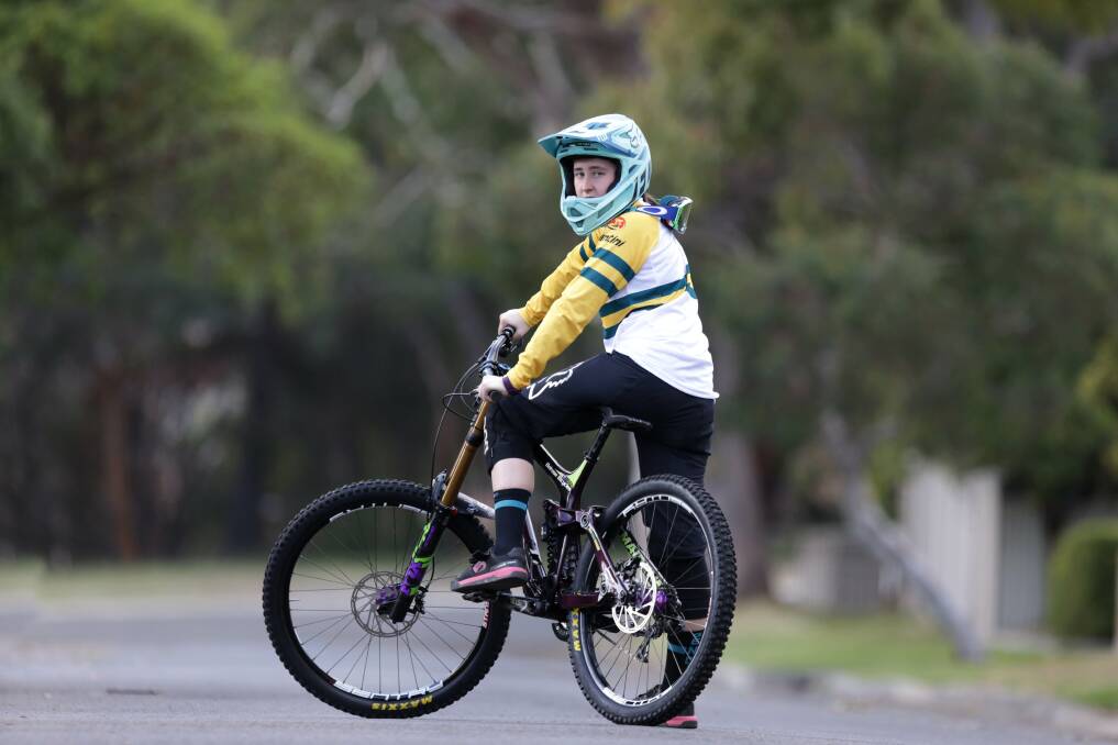 Downhill: Cassie Voysey is looking ahead to a professional cycling career. Picture: John Veage