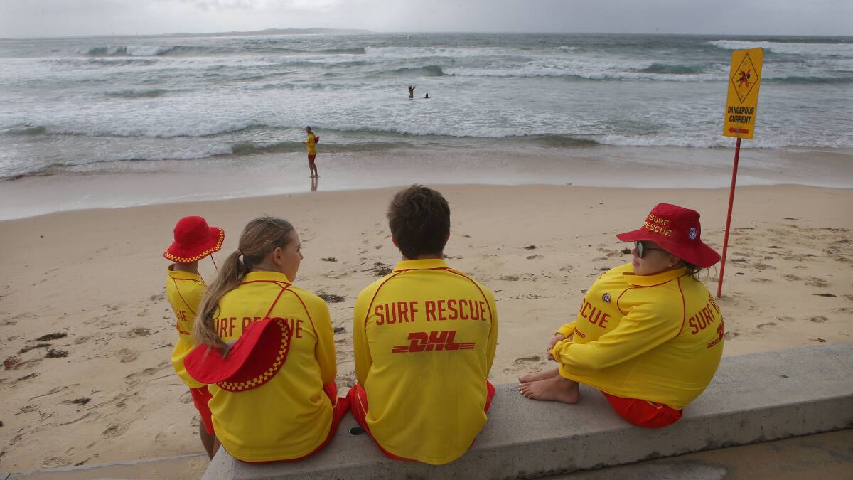 Wild surf: Cronulla surf lifesavers on duty at Cronulla beach in todays wild conditions.Picture John Veage