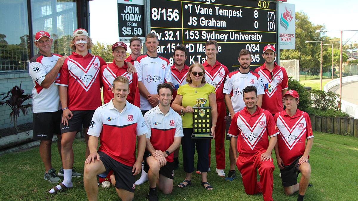 Victorious:The St George side with Judy O'Sullivan, wife of former St George Junior and Sydney University legend Michael O'Sullivan.Picture Hamish Solomons