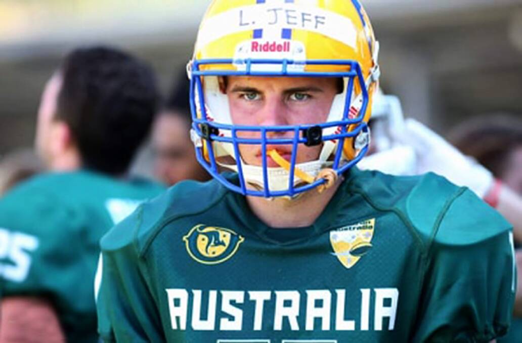 Gridiron: Lucas jeff has been selected in the Australia U19 American Football team and is currently signed by a German U19 team.Picture Touchdown Photography