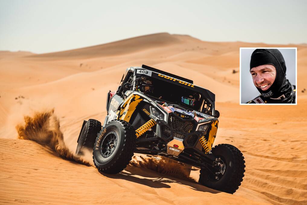 Tough: Kirrawee's Dale Moscatt battled the sands of Saudi Arabia with fellow Sydneysider Molly Taylor finishing in 14th place in the 2022 Dakar Rally.Picture South Racing