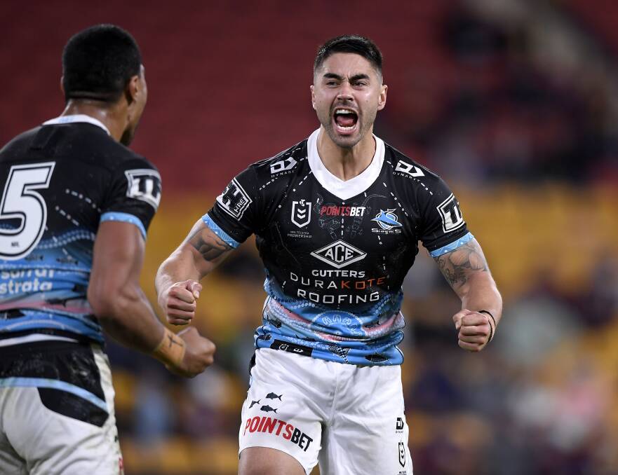 Leader: The Sharks experienced Shaun Johnson and Wade Graham took control in the closing stages of the Brisbane game. Picture: NRL Images