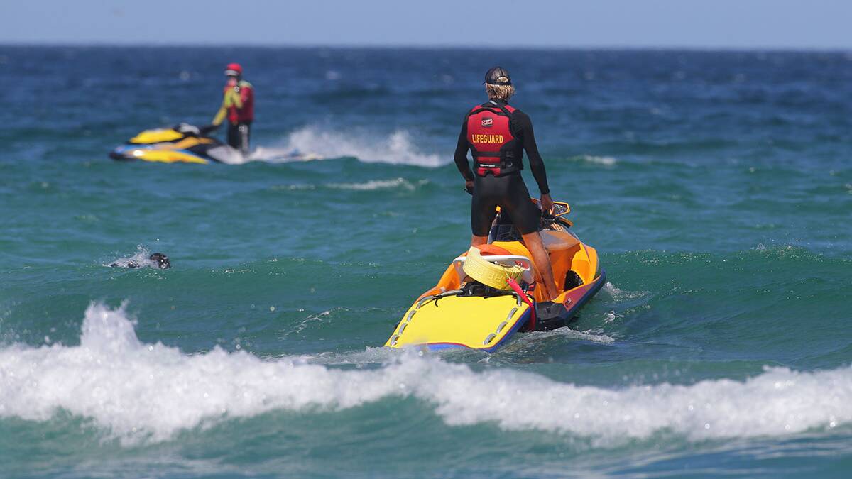 Rescue:Lifeguards from the ASRL event at Elouera took two minutes to respond to calls for help at North Cronulla beach.Picture John Veage