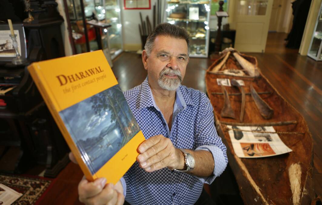 First contact: Bruce Watts at the Sutherland Shire Historical Museum with his latest book.Picture John Veage 