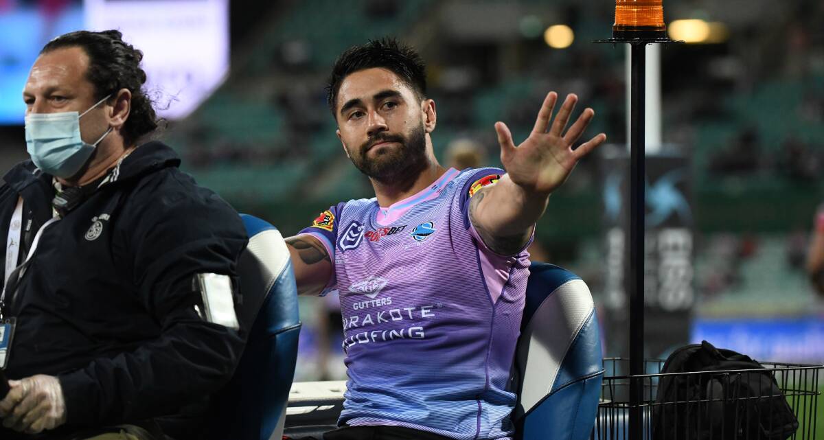 Goodbye:Playmaker Shaun Johnson leaves the field.Picture NRL Images