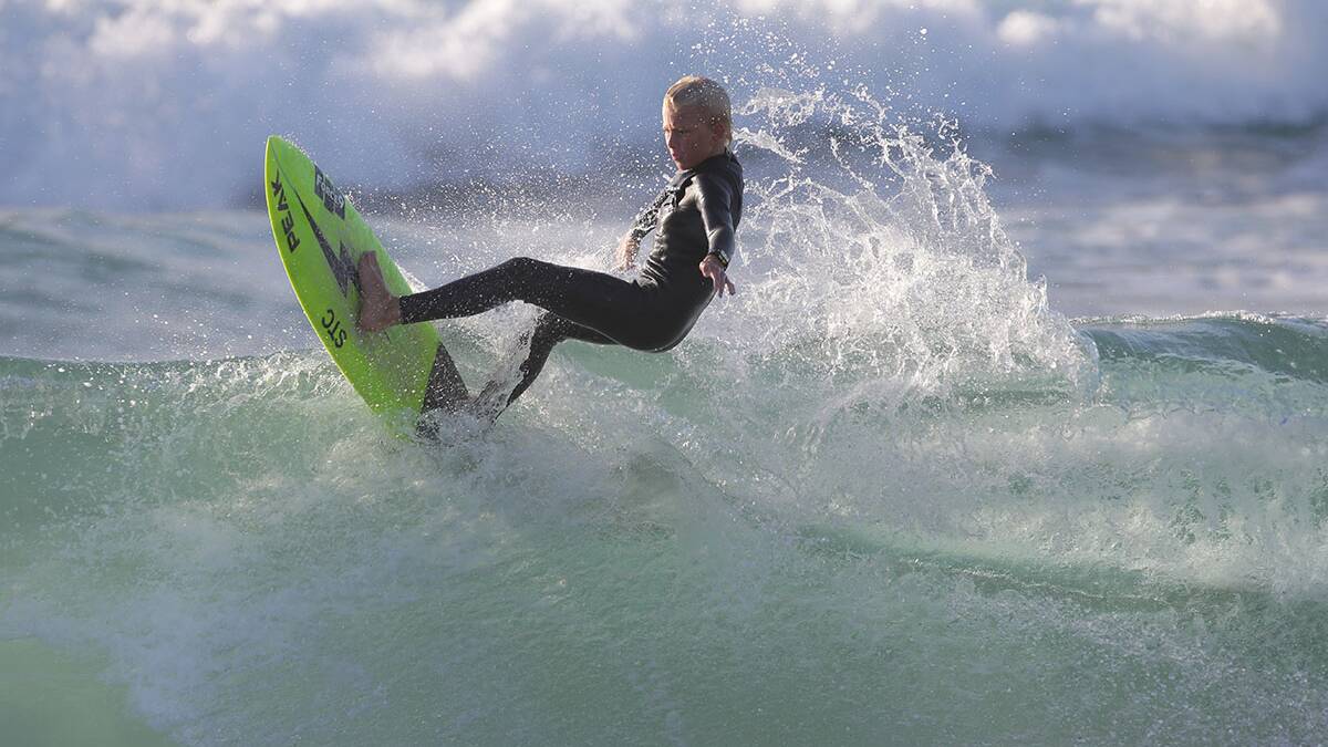 Cruz McKee makes the most of it this morning at Nth Cronulla.Picture John Veage