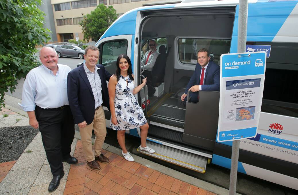 Change: Shire Liberal MPs, Lee Evans, Mark Speakman and Eleni Petinos   announcing changes to the Transdev Link On Demand Transport pilot to better suit customer needs. Picture: John Veage