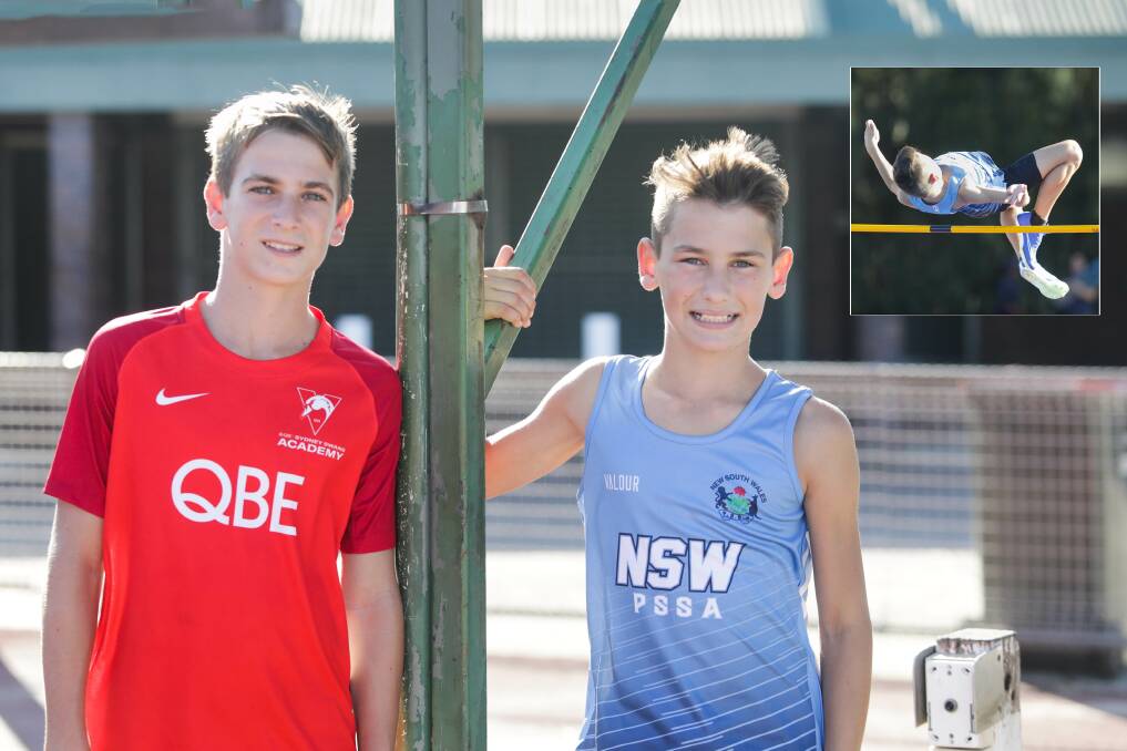 Swans Academy recruit Brock and Duke Lampret who has just won the Regional high jump title for his age-they want to join their sisters in adding to their family legacy. Picture John Veage