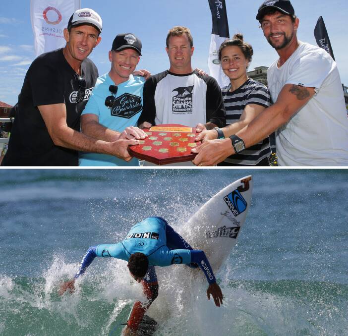 Bragging rights: (Top) The Triple Bull King of the Beach will decide which local boardriders club holds the trophy. (Below) Carve surfer Jordan Widenstrom does his best in the small conditions on Sunday. Pictures: John Veage