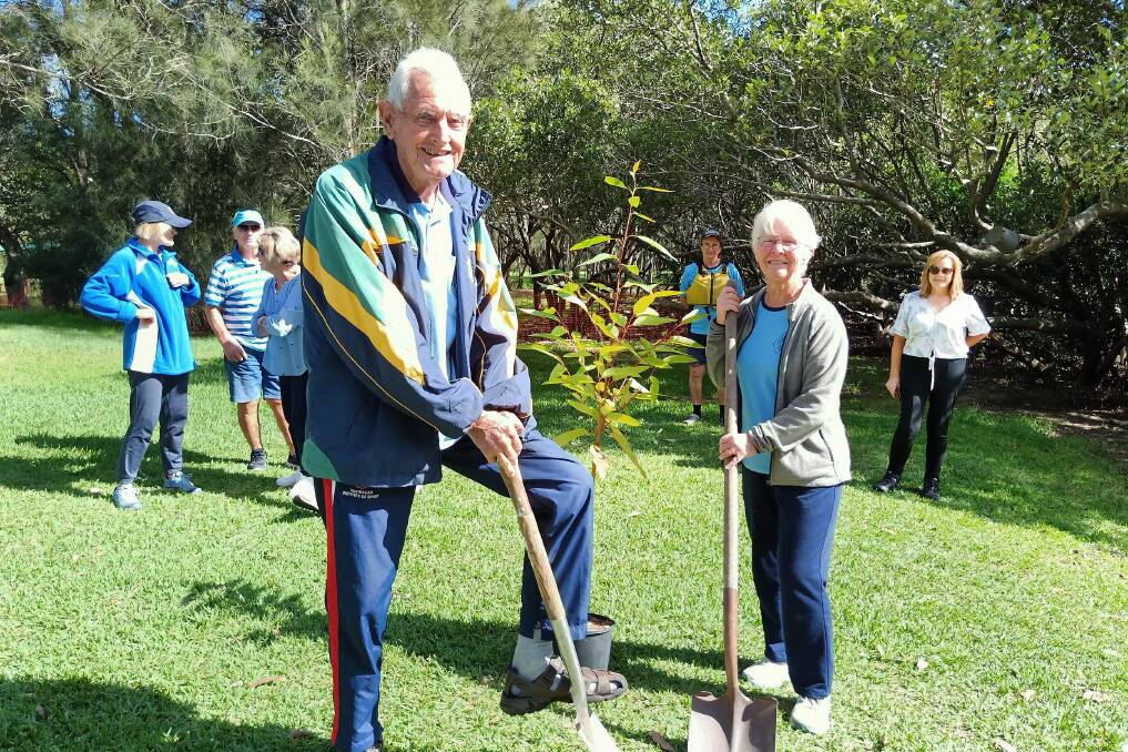 Birthday: Bert and Kaye Laurendet helped plant five trees at their Canoe Club, Burnum Burnum Sanctuary headquarters to celebrate five decades paddling.