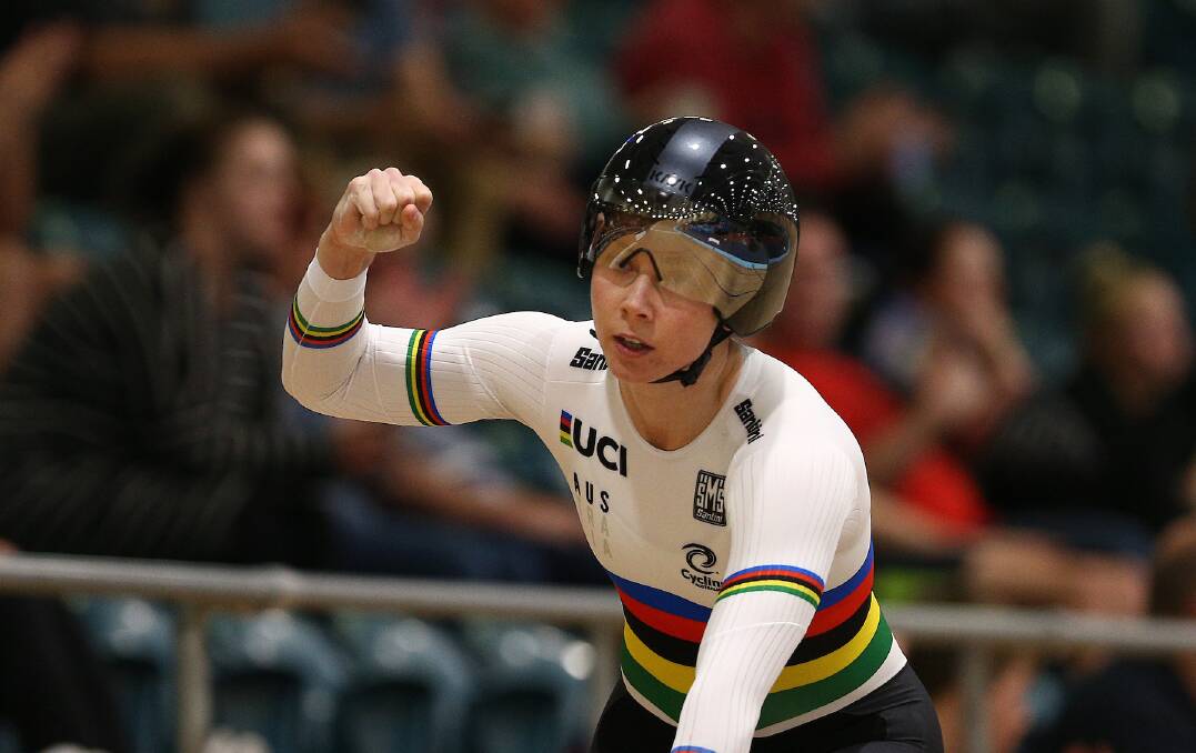 Gold;Kaarle McCulloch claims the Team Sprint gold medal at the 2020 Oceania Cycling titles in New Zealand.Picture Dianne Manson / Oceania Cycling Confederation