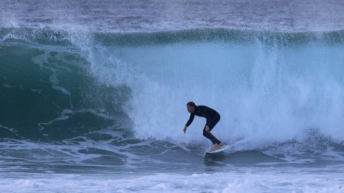 Its onshore but the swell has kicked this morning giving us some solid waves.Picture John Veage