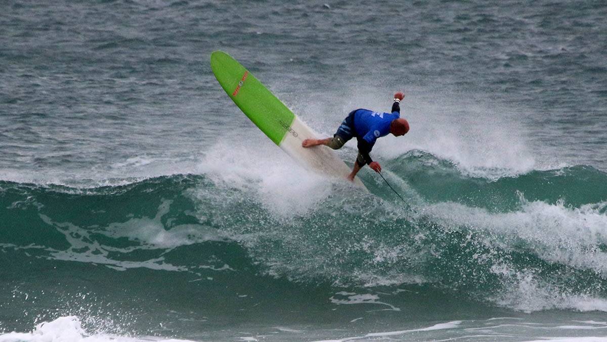 Simon Gates hits the lip at Port Stephens yesterday.Picture Terry Day / Surfing NSW 