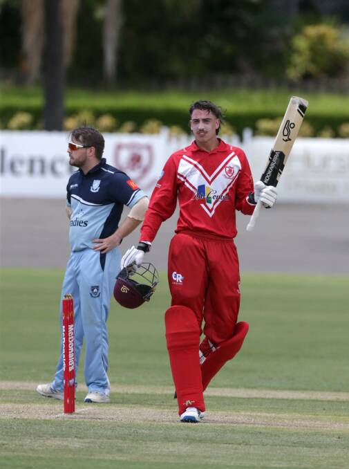 Century: Saints opener Blake Nikitaras brought up his Norm O'Neill Trophy match winning 100 off 118 balls faced. Picture John Veage