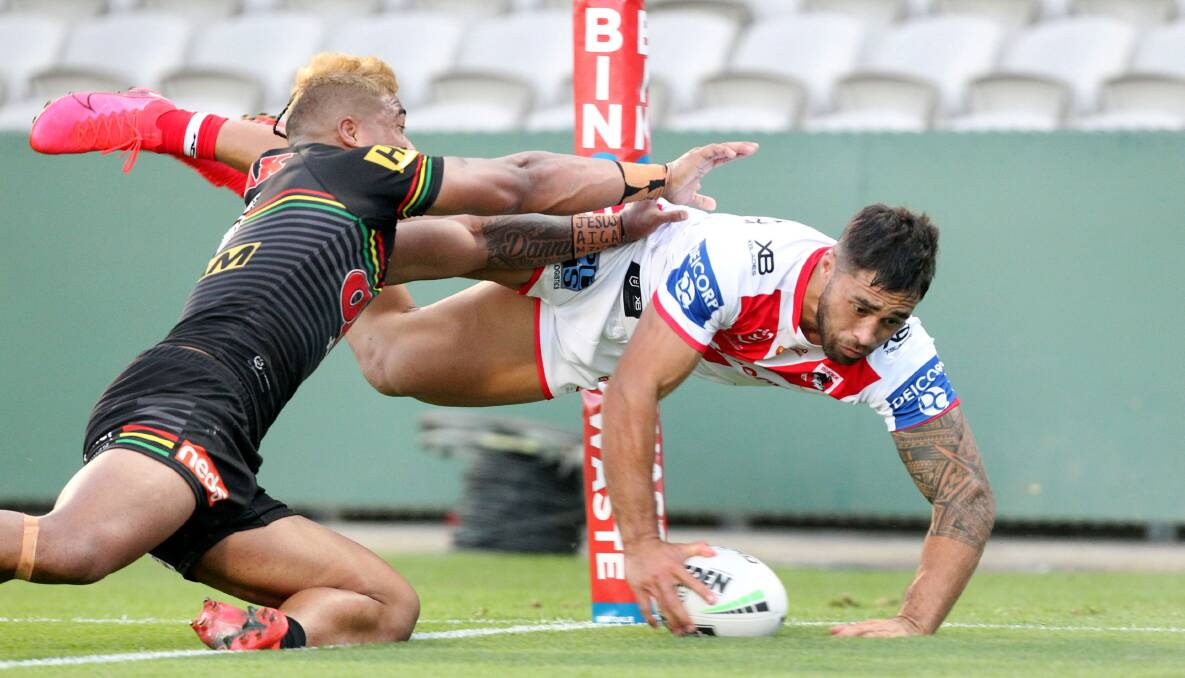 Acrobatic : A spectacular diving effort from winger Jordan Pereira was disallowed on the stroke of half-time due to a Wiliame forward pass.Picture Chris Lane