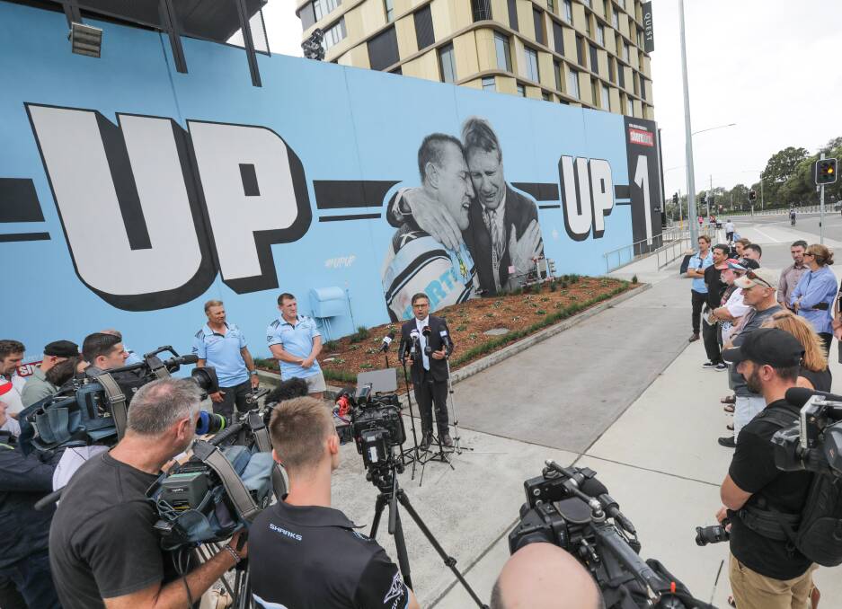 The Up UP artwork is covering the entire outer wall of PointsBet Stadium adjacent to Gate 1.Picture John Veage