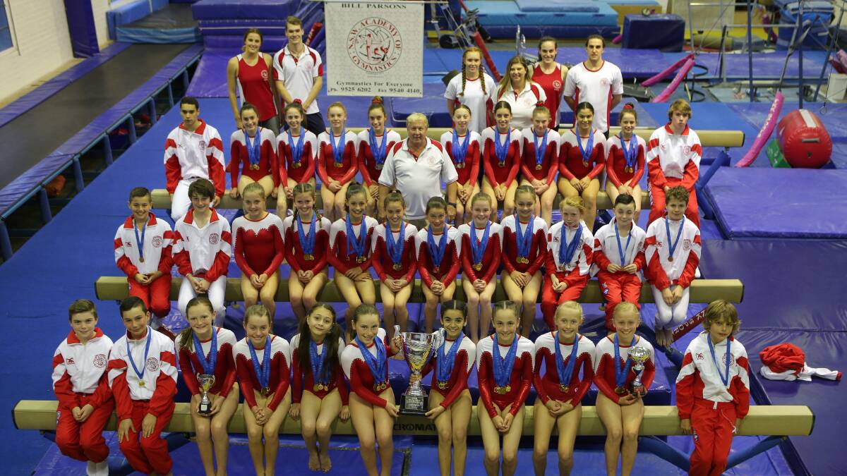 Teamwork: The NSW Academy of Gymnastics team that won the inaugural NSW State Club Championships. Picture: John Veage