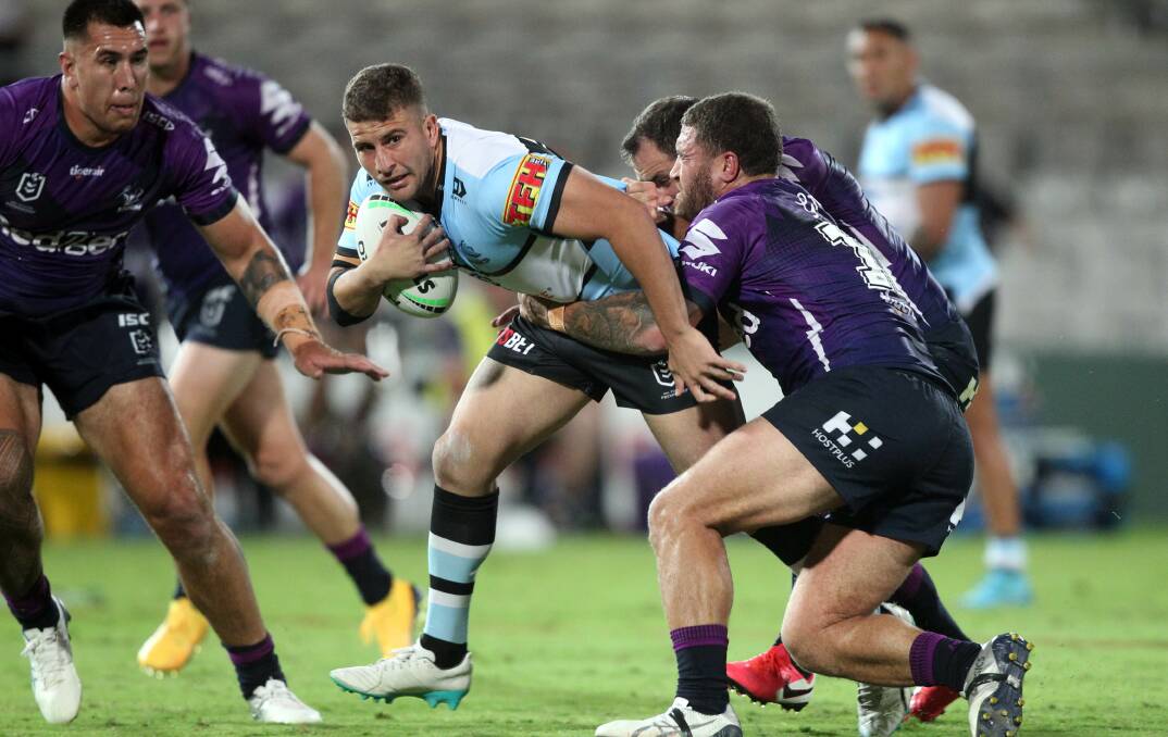 Close call: Local junior Billy Magoulias scored a second half try to put the Sharks in a winning position on Saturday night. Picture Chris Lane