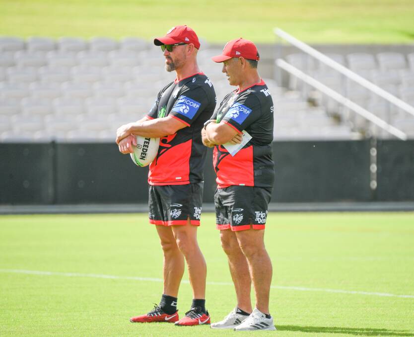 The new St George Illawarra brains trust-Shane Flanagan and Dean Young-Flanagan is determined to avoid opting for short-term solutions believing there is enough talent in the squad to rise from the NRL cellar. Picture NRL Images