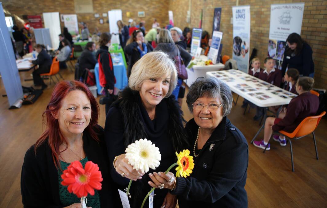Be Connected: Marton Hall played host to the Connecting Communities” Expo-Elizabeth O'Neill from Orana,Councillor Carol Provan and Aboriginal Elder  Deanna Schreiber at the official opening. Picture: John Veage