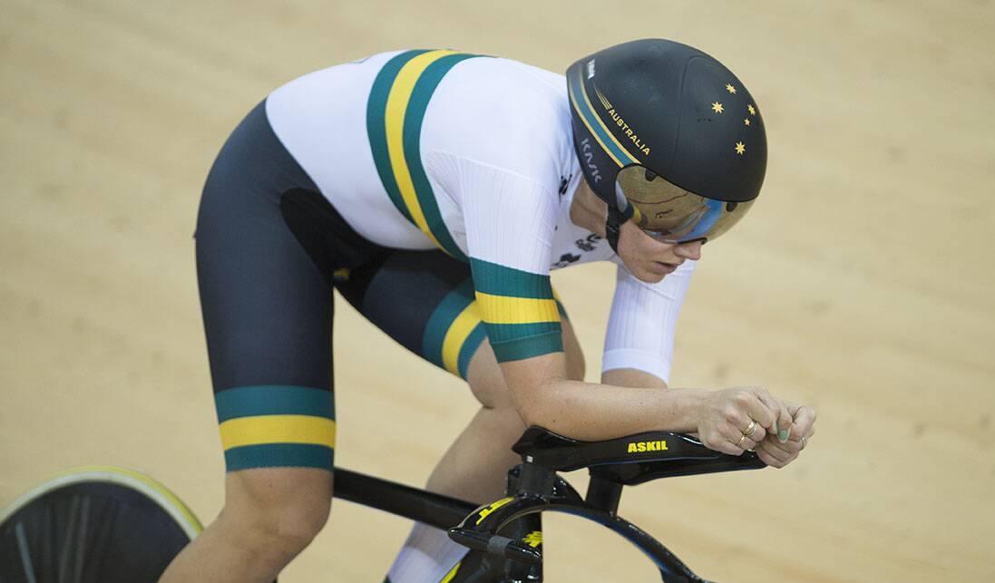 Individual pursuit: Ashlee Ankudinoff picks up the silver medal at the world championship.Picture Casey Gibson