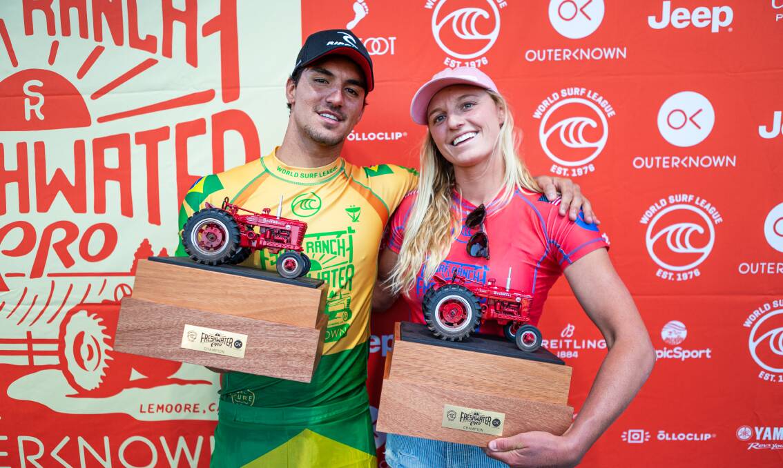 2019 Freshwater Pro pres. by Outerknown victors Lakey Peterson (USA) (L) and Gabriel Medina (BRA) Picture WSL/ Cestari