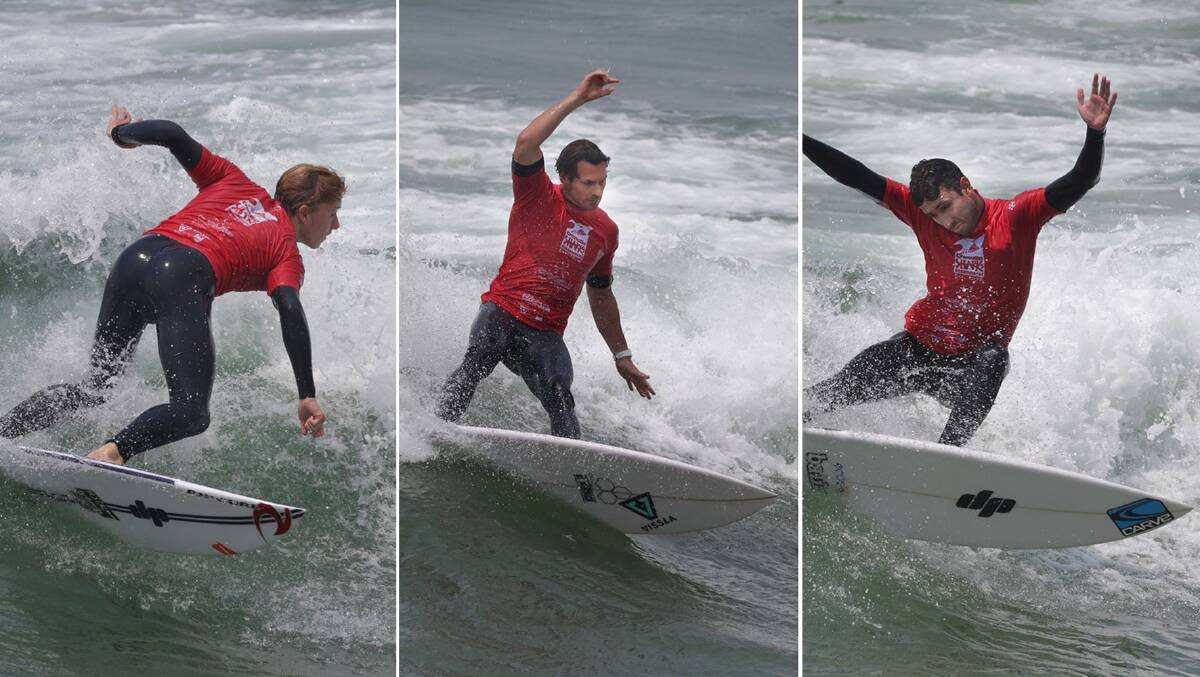 Trio: (From left) Jay Brown, Hayden Blair and Jordan Widenstrom are the top three Cronulla Boardriders Club contenders. Pictures: John Veage