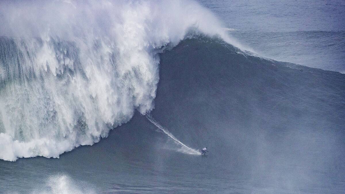  Maya Gabeira's record-setting wave at Nazaré, Portugal for the cbdMD XXL Big Wave Award. Picture WSL / Poullenot