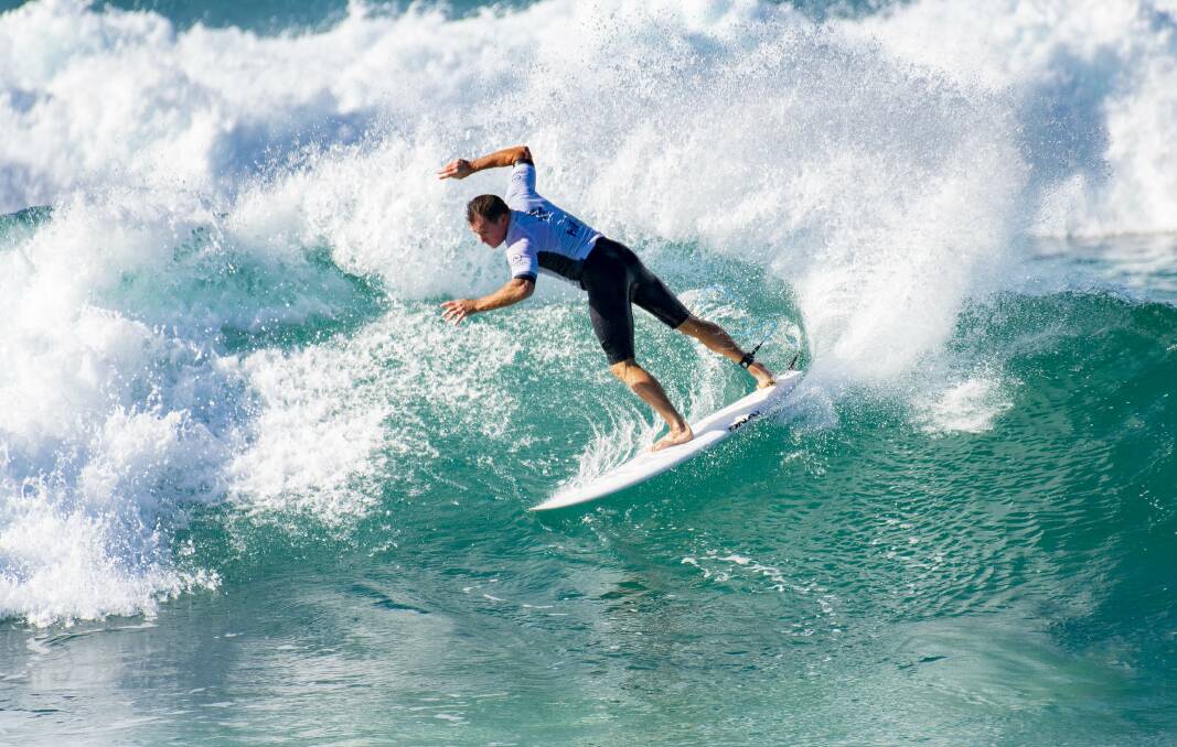 NSW Surfmasters: Cronulla's Ricky Marshall put the exclamation mark on his over-45 men's campaign, nailing a massive 15.56 two-wave heat total in his quarter-final. Picture: Ethan Smith/Surfing NSW 