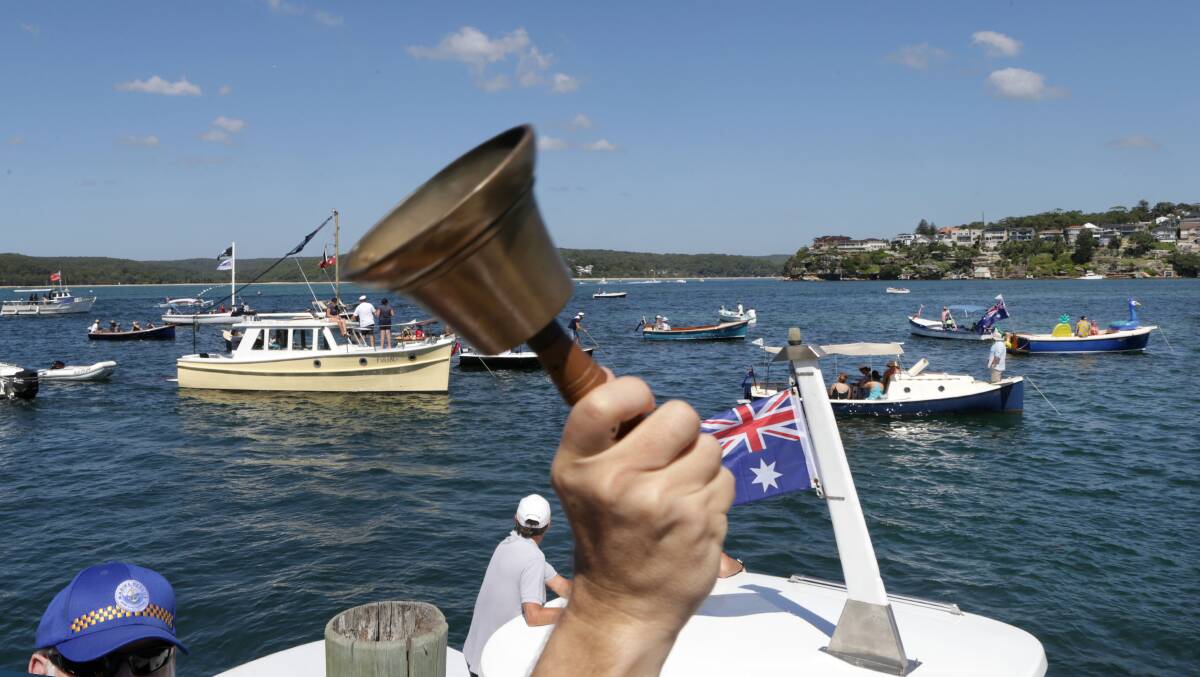Start: Cronulla MP Mark Speakman rang the bell to get the fleet under way.Picture John Veage