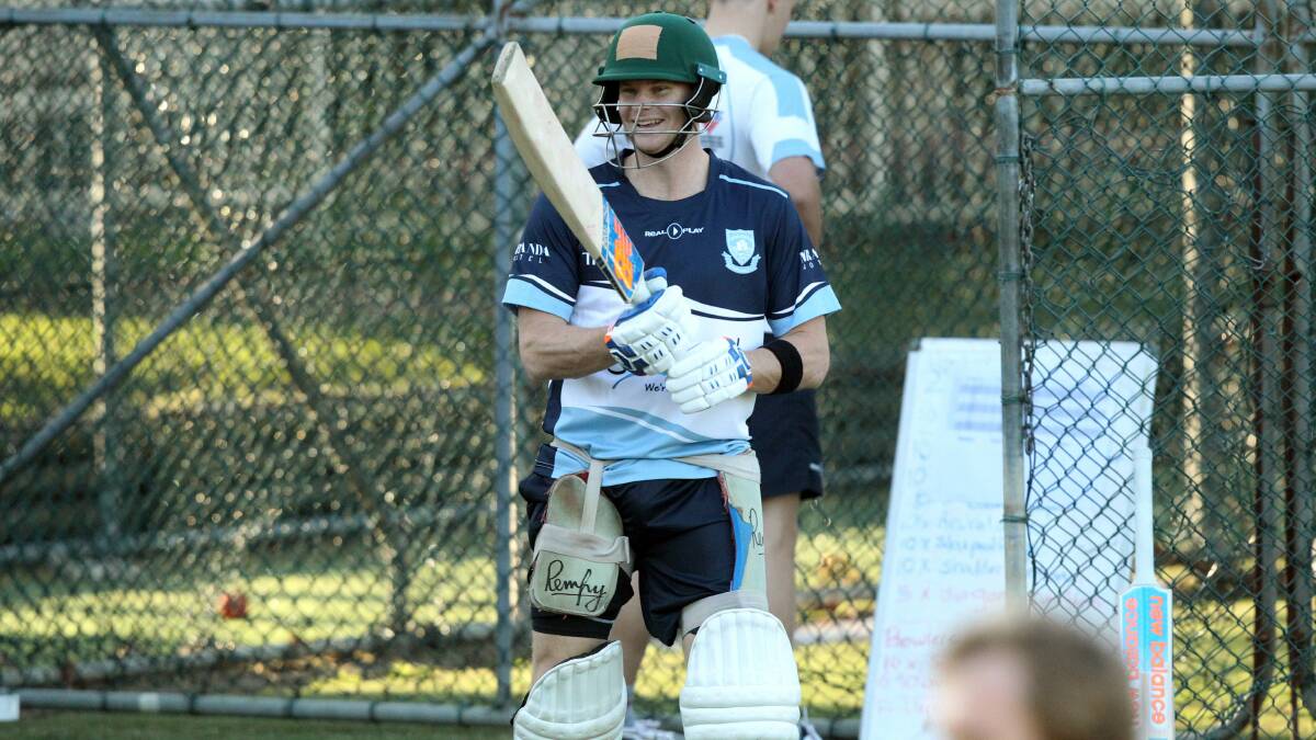 Back in action: Former Australia captain Steve Smith training with Sutherland earlier in the NSW Premier Cricket season. Picture: Chris Lane