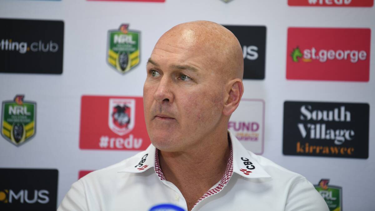 Dragons coach Paul McGregor speaks to the media. Picture: AAP Image