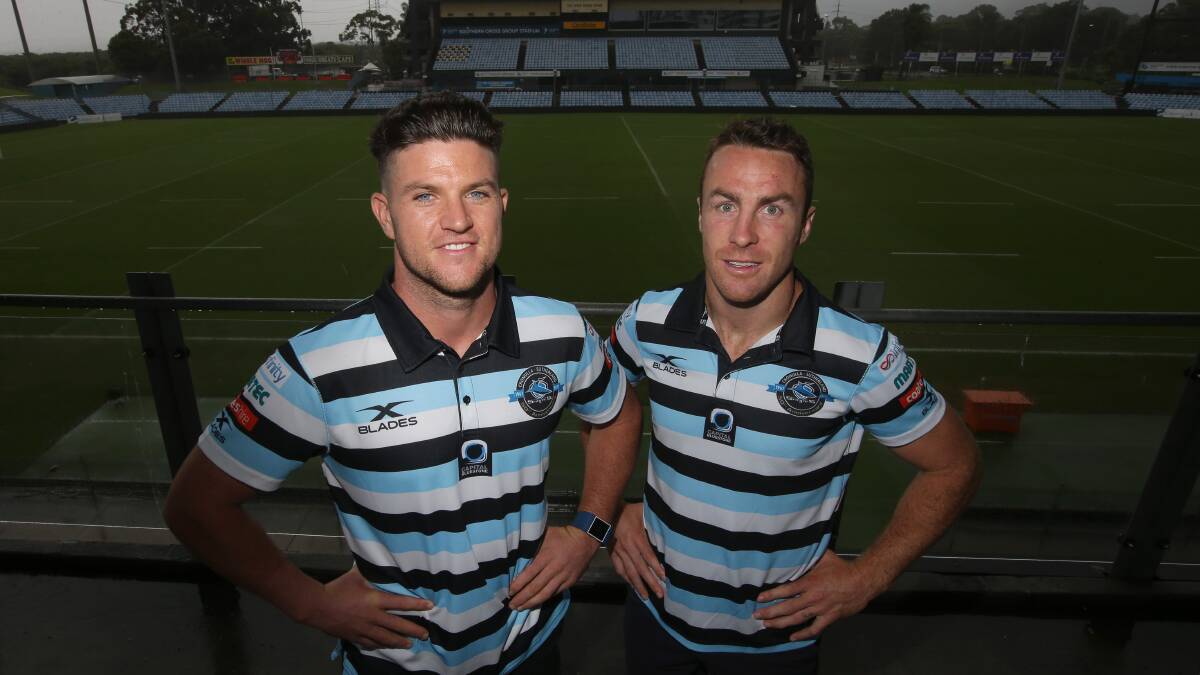 Special bond: Chad Townsend and James Maloney won a premiership as Cronulla's halves pairing in 2016. Picture: John Veage
