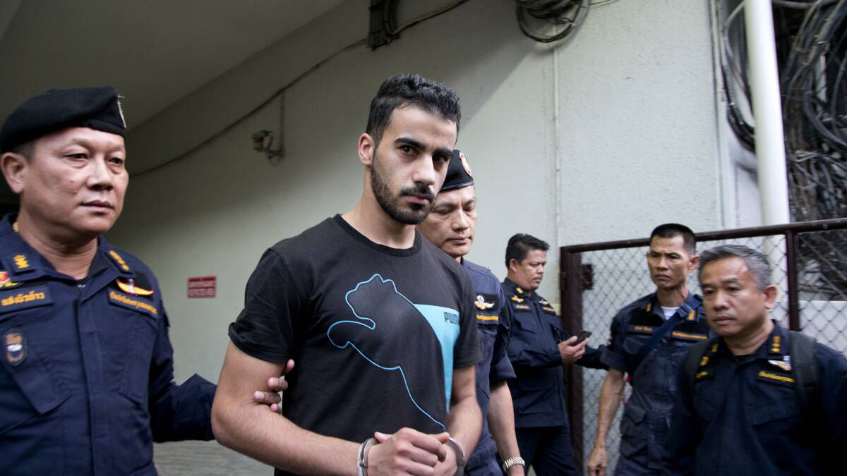 Desperate: Footballer Hakeem al-Araibi photographed in custody in Thailand on December 11. Picture: Gemunu Amarasinghe/AP Photo