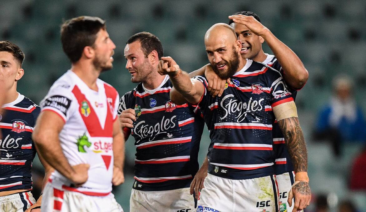Dominant: Blake Ferguson and the Sydney Roosters were far too good for St George Illawarra at Allianz Stadium on Sunday. Picture: AAP