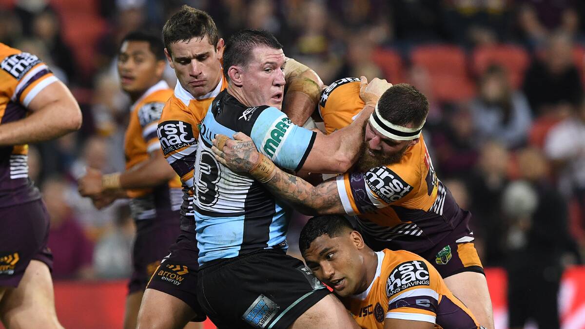 Tough going: Cronulla captain Paul Gallen was booed every time he touched the ball in Brisbane as the Broncos edged out the Sharks. Picture: Dave Hunt/AAP Image