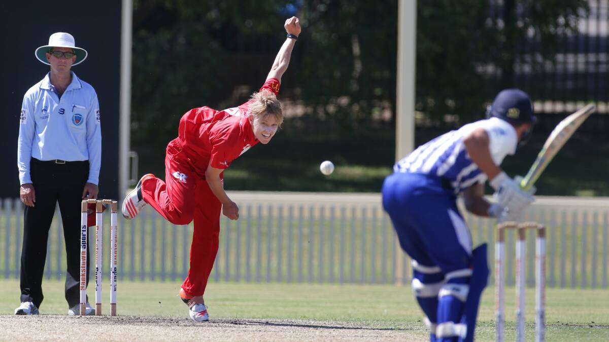 Fire: Young quick Nathan Ellis took 46 wickets in 17 matches for Saints last season. Picture: John Veage 