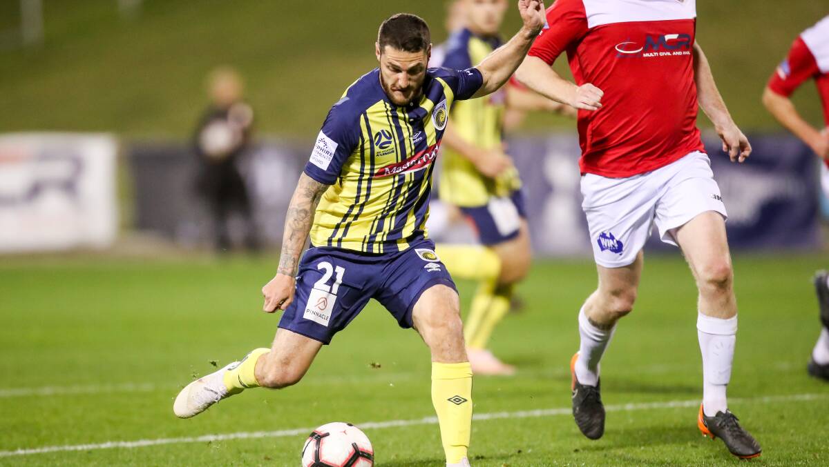 Big signing: Corey Gameiro playing for A-League club Central Coast Mariners against Wollongong at WIN Stadium in October. Picture: Adam McLean