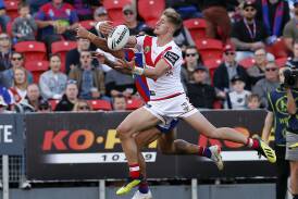 Close: Zac Lomax made his starting NRL debut for St George Illawarra against the Knights in Newcastle on Saturday. Picture: Darren Pateman/AAP Image