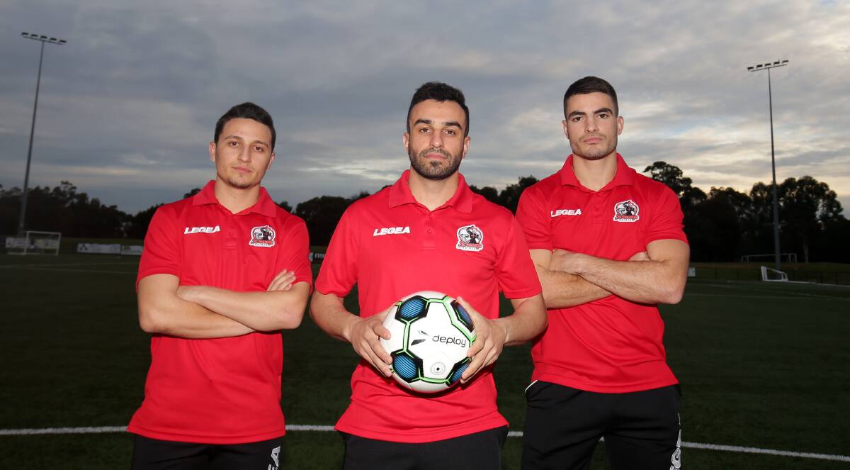 St George captain Hussein Akil (centre) with teammates Anthony Morabito and Daniel Loe. Picture: Chris Lane