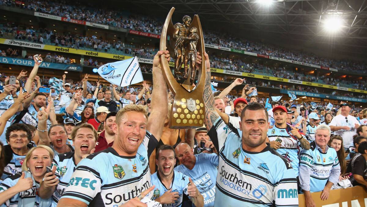 Stars returning: Cronulla's joint player of the year award winners Matt Prior (left) and Andrew Fifita will make the trip to the UK for the World Club Challenge. Picture: Mark Kolbe/Getty Images