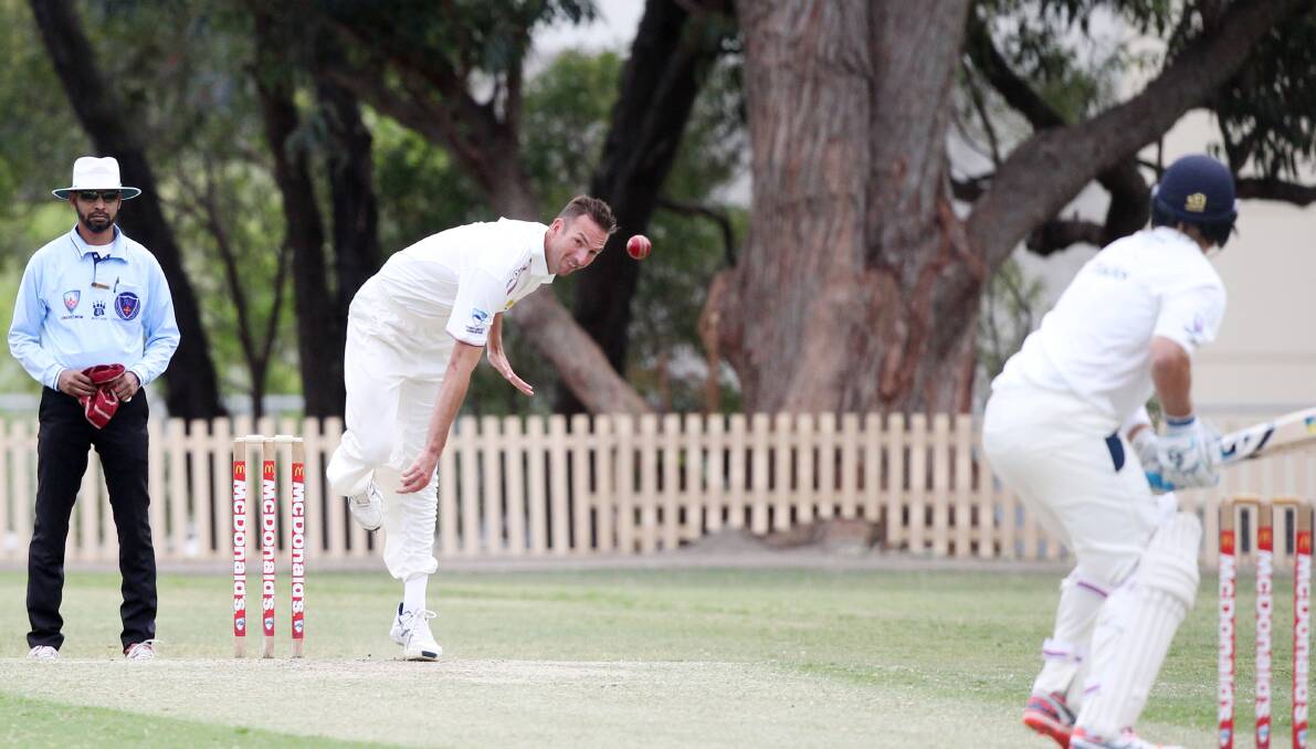 Spearhead: St George captain Trent Copeland bowling to Shane Watson when Saints played Sutherland earlier this season. Picture: Chris Lane