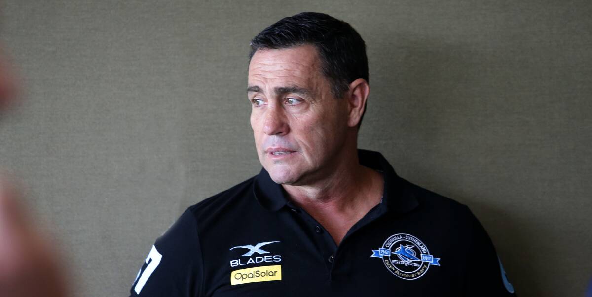 Testing times: Sharks coach Shane Flanagan was defiant in the face of Cronulla's salary cap issues. Picture: John Veage