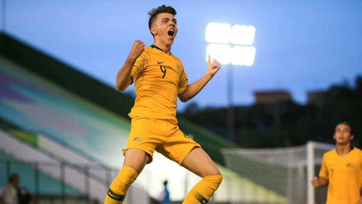 Star of the future: Rockdale product Noah Botic celebrates a goal against Nigeria at the FIFA under-17s World Cup in Brazil. Pictures: Socceroos.com.au