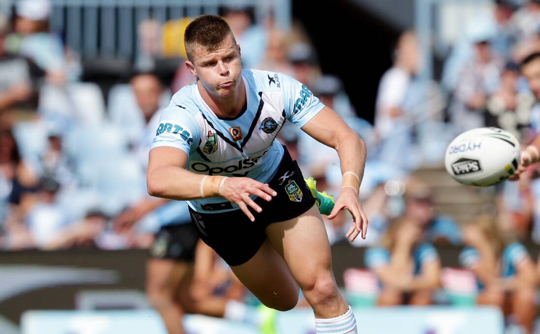 Living the dream: Cronulla Sharks hooker and local junior Jayden Brailey has exceeded expectations so far this season. Picture: Chris Lane