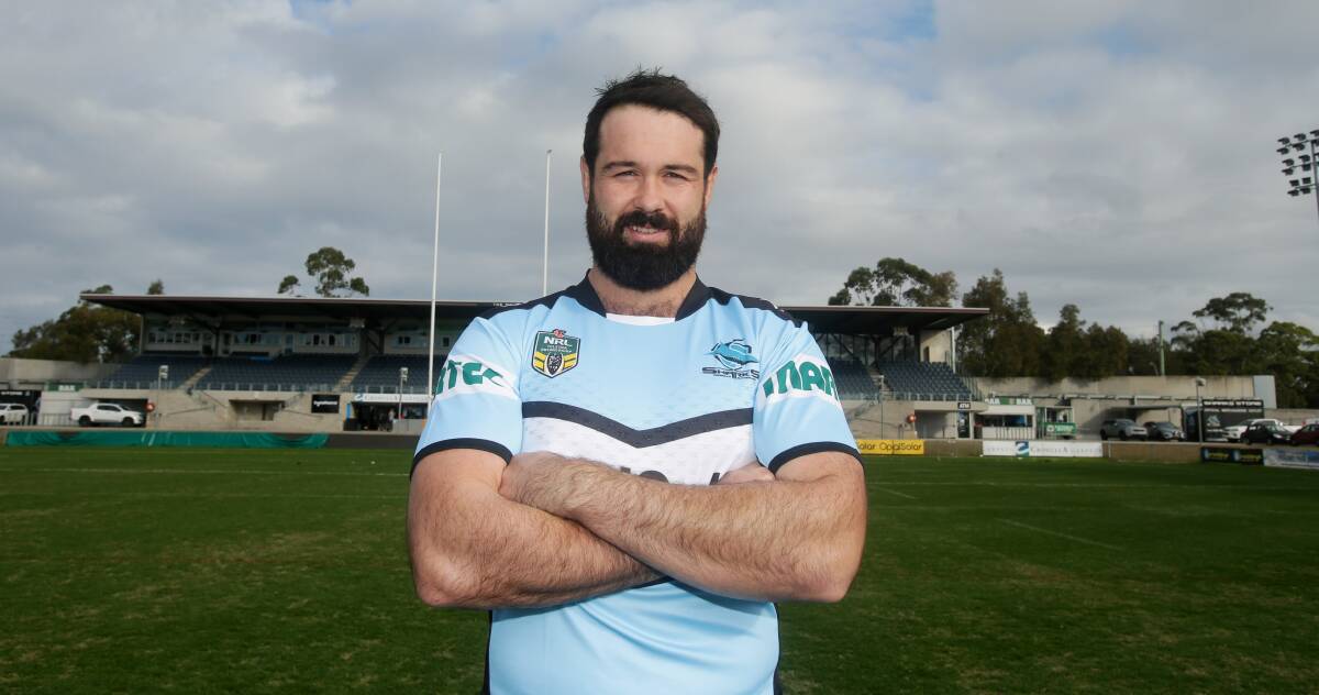 New home: Aaron Woods dons the black, white and blue for the first time at Shark Park. Picture: Chris Lane