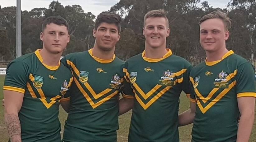 Green and gold Sharks: Cronulla's 2017 Australia Schoolboys representatives Bronson Xerri, James Roumanos, Teig Wilton and Dylan Smith. Picture: Cronulla Sharks
