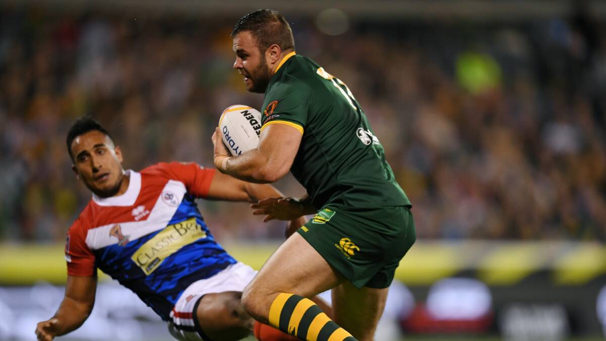 Out of my way: Sharks back-rower Wade Graham starred with four tries for Australia in their World Cup win over France. Picture: AAP